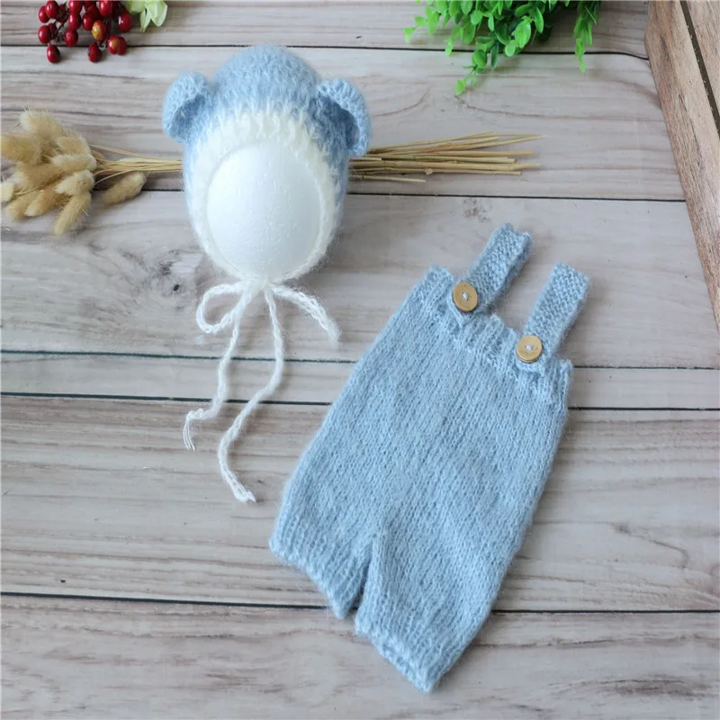 Новый Стильный вязаный для новорожденных капот и комбинезон девочек мальчиков