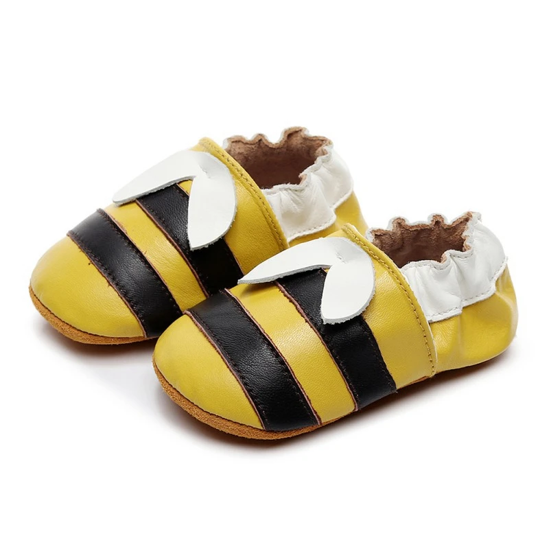 Newborn Baby Boy Girl Shoes Cute Little Bee Leather Stitching Anti-slip On 0-2T Toddler First Walkers |