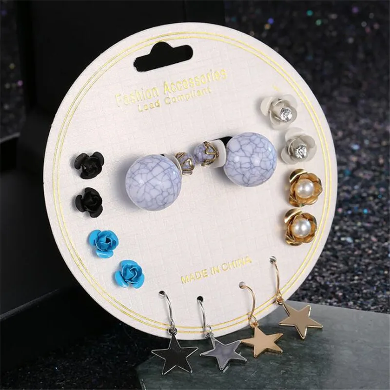 Новые модные женские серьги-гвоздики элегантные двухсторонние жемчужные звезды