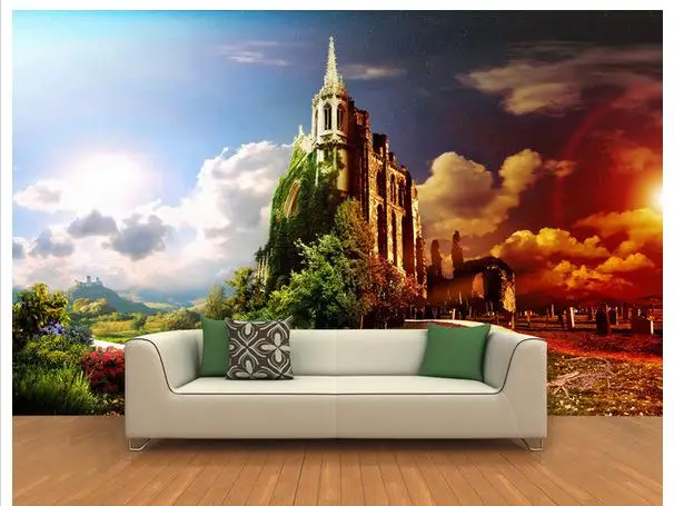 Пользовательские фото обои 3d ТВ фрески 3 d лес фон настенная живопись путь замка