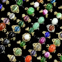 50pcs mixed color vintage cats eye stone opal women rings lots feminine jewelry bulks lr4059