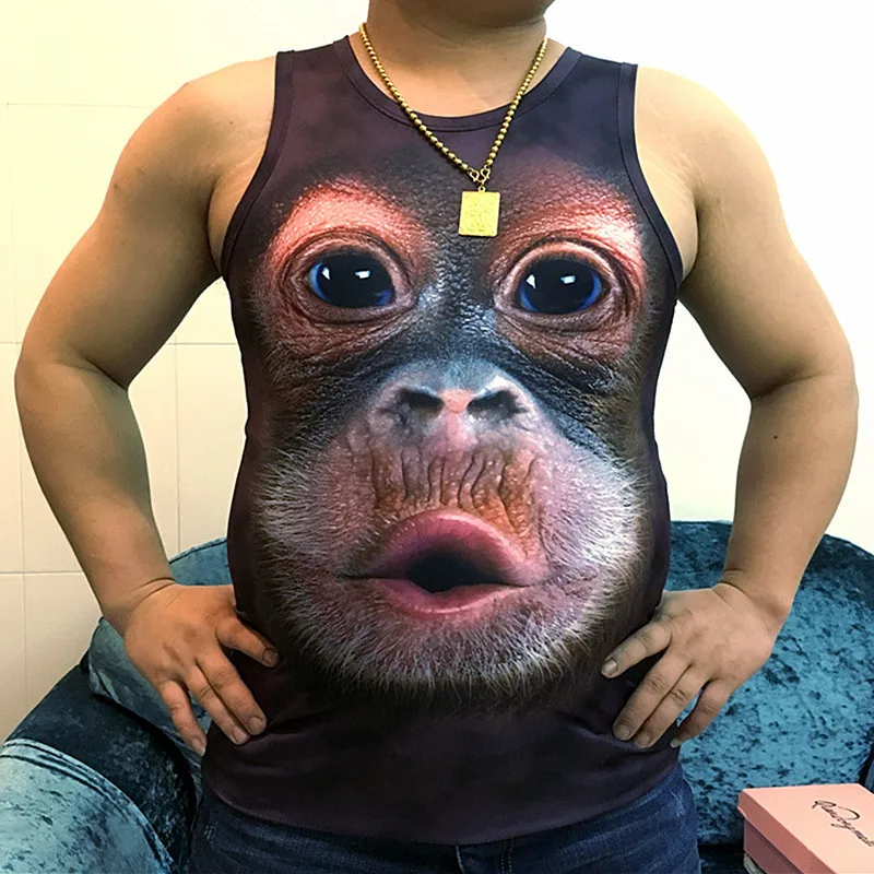 

Plus-size S-5XL 3D Tank Tops Mens Hot 2018 Summer Animal Funny Gorilla Panda Printed Men Casual Brand Tank AD0522