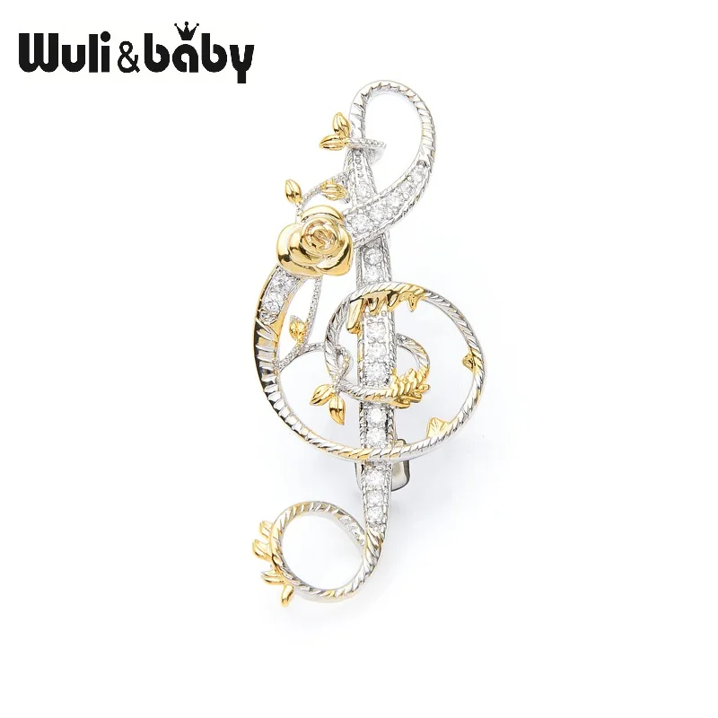 Wuli &amp baby медная Роза брошь в форме музыкальной нотки булавка Роскошный топ