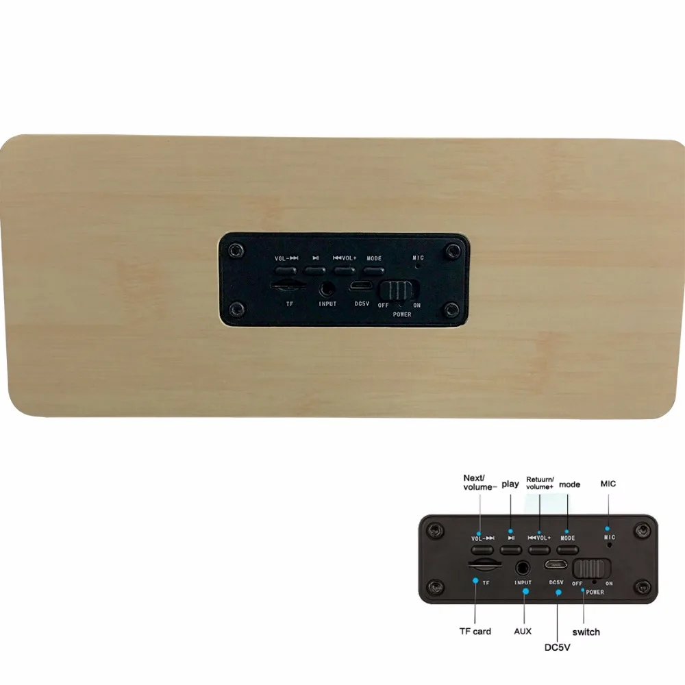 Noyazu Handsfree Altavoz Bluetooth громкоговоритель стерео бас с микрофоном Tf карта деревянная