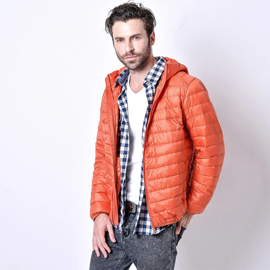 Ультралегкий мужской пуховик на 90% белом утином пуху зимняя и осенняя