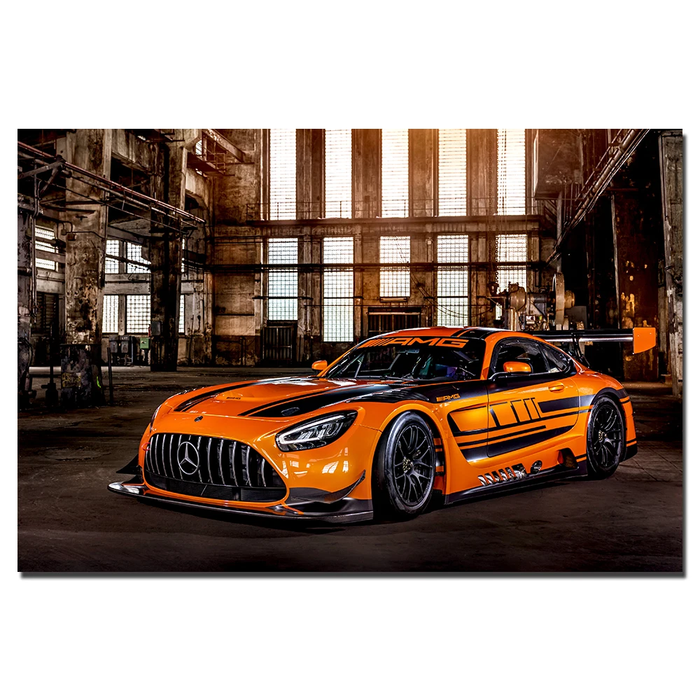 AMG GT3 Спорт автомобиль стены искусства плакаты и принты в рамке холст живопись для