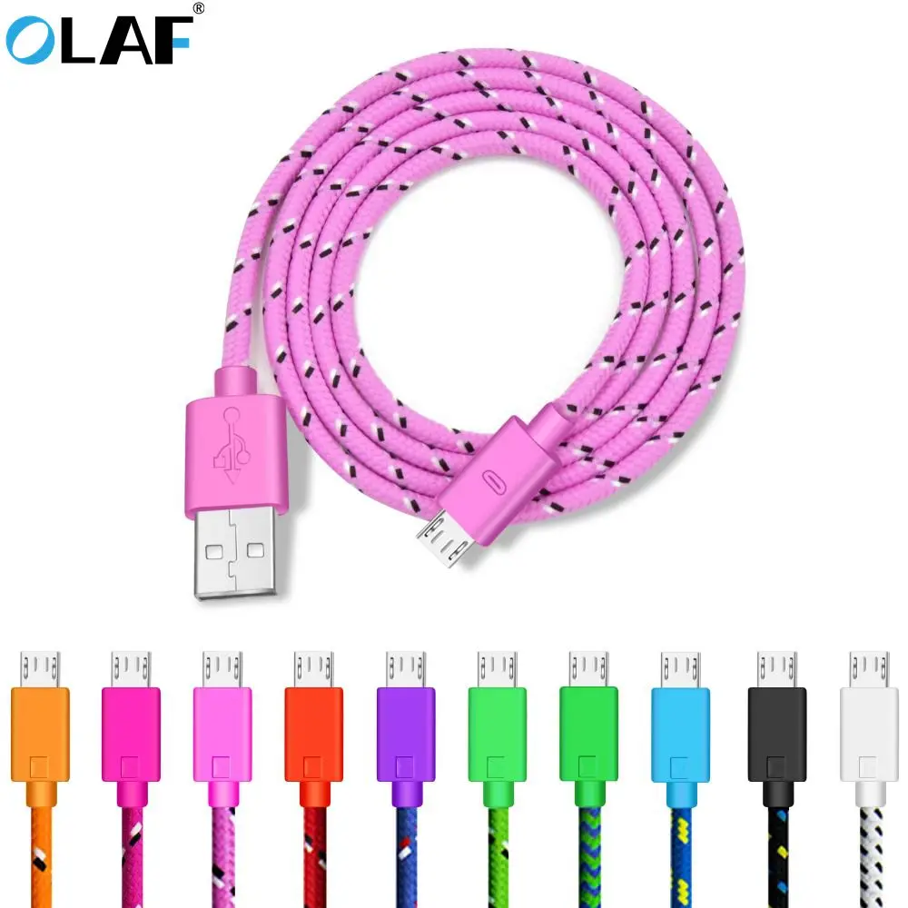 Micro USB кабель OLAF 1 м 2 3 нейлоновый плетеный для быстрой зарядки Samsung S7 Xiaomi LG Huawei