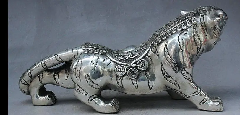 Китайская статуя фэн-шуй из серебра богатство монета Знак зодиака тигр |