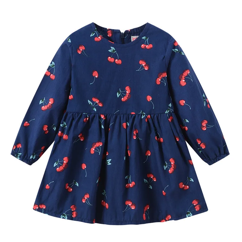 Осеннее платье для девочек детское клетчатое с длинным рукавом летние платья