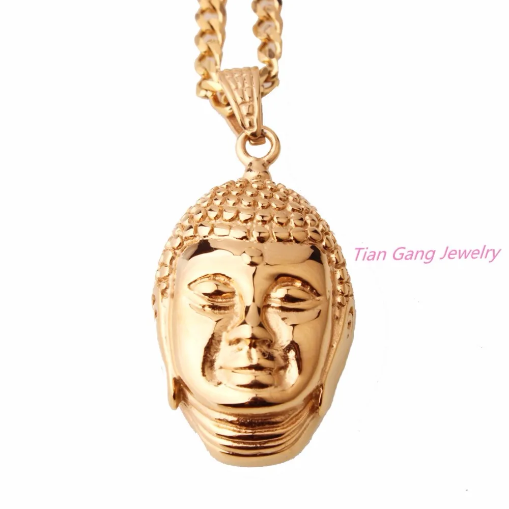 Новый мужской Кулон Будда из нержавеющей стали чокер цепь ожерелье панк Рок