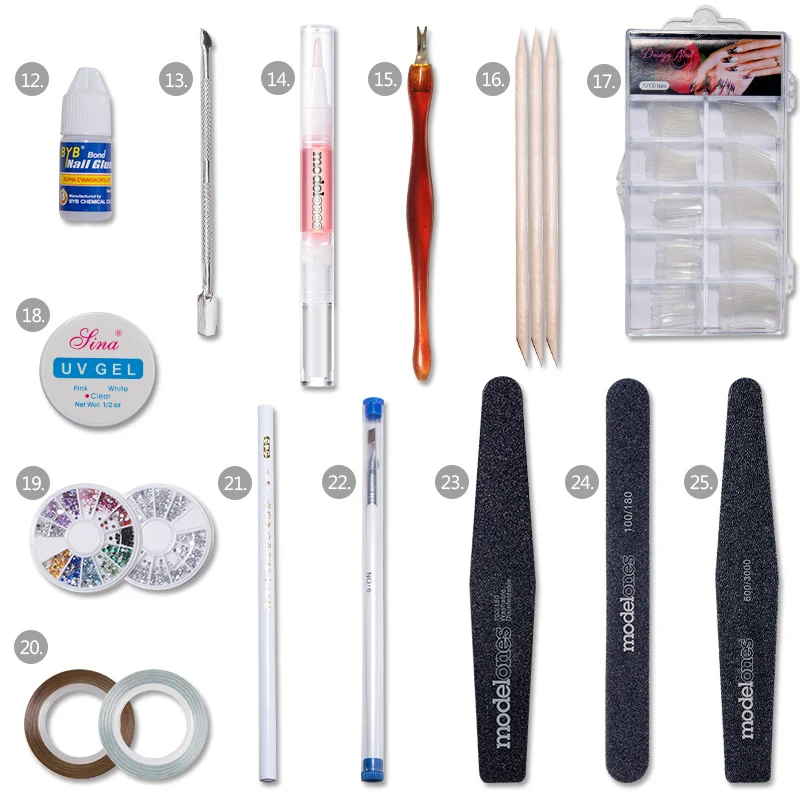 Modelones 25 шт./лот инструменты для маникюра полный набор профессиональный
