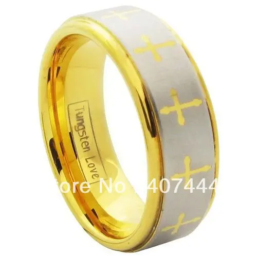 Бесплатная доставка США Лидер продаж 8 мм вольфрамовый карбид желтое золото