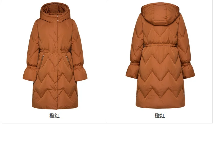 SEMIR женское стеганое длинное пуховое пальто с капюшоном с карманом на молнии и застежкой-защелкой пуховое пальто со скрытым шнурком на талии