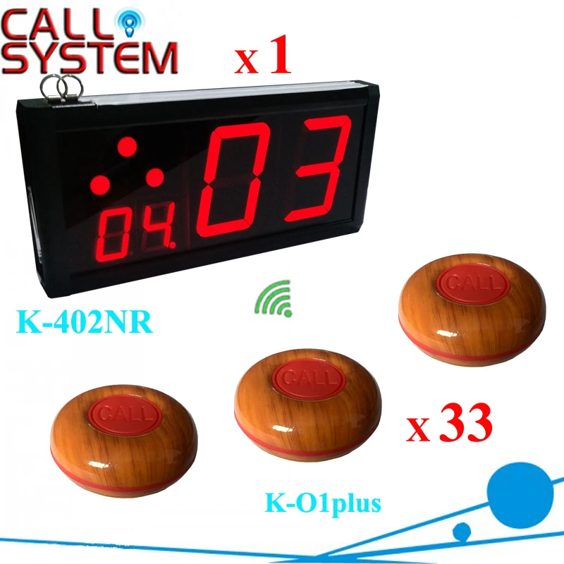 

Ycall Fast Food Customer press button for service 33 table buzzers with 1 counter receiver