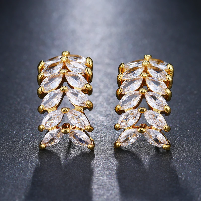 GMGYQ Хрустальный лист Vormige Lange Oorbellen Luxe Bruids Witte Kubieke Zirkoon Sieraden аксессуары Voor Vrouwen