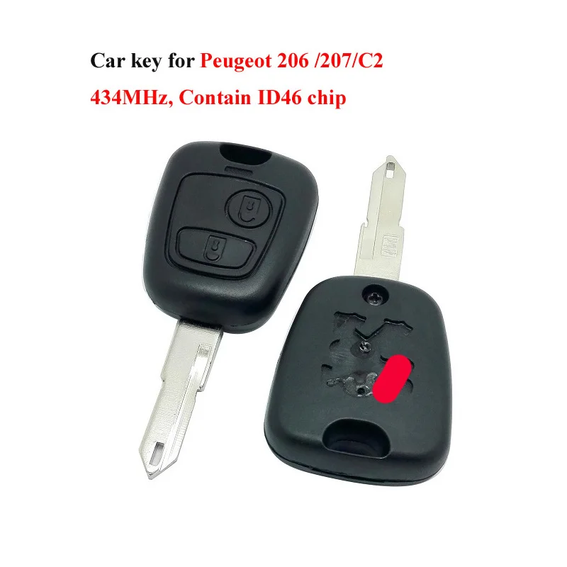 Free shipping 433Mhz car key for Peugeo--t206/207/C2 contain ID46transponder chip | Автомобили и мотоциклы
