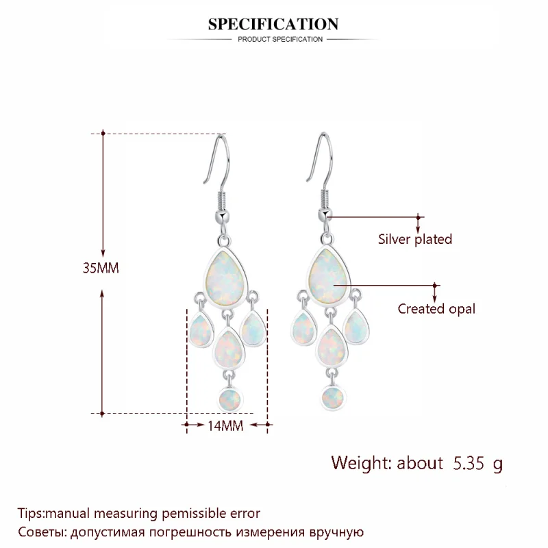 Привлекательные Высокое качество Белый огненный опал Серебро штампованные