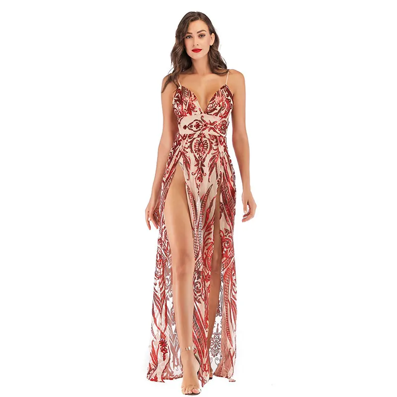 liva girl Sexy Stretch Silver Sequin Maxi Dress Hollow Out Floor Length Summer Party Padded V Neck Backless | Женская одежда