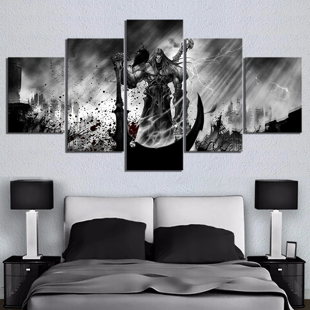 Картина черно белая на холсте Рыцарь смерти 5 шт.|Рисование и каллиграфия| |