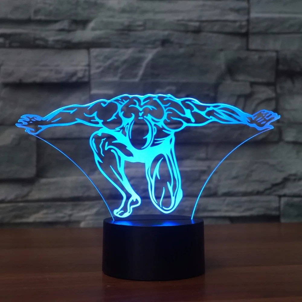 

Creative Gifts Muscle Man LED 3D Night Light USB Colorful Table Lampara Lampe Home Decor Bedroom Kid Gift Toys