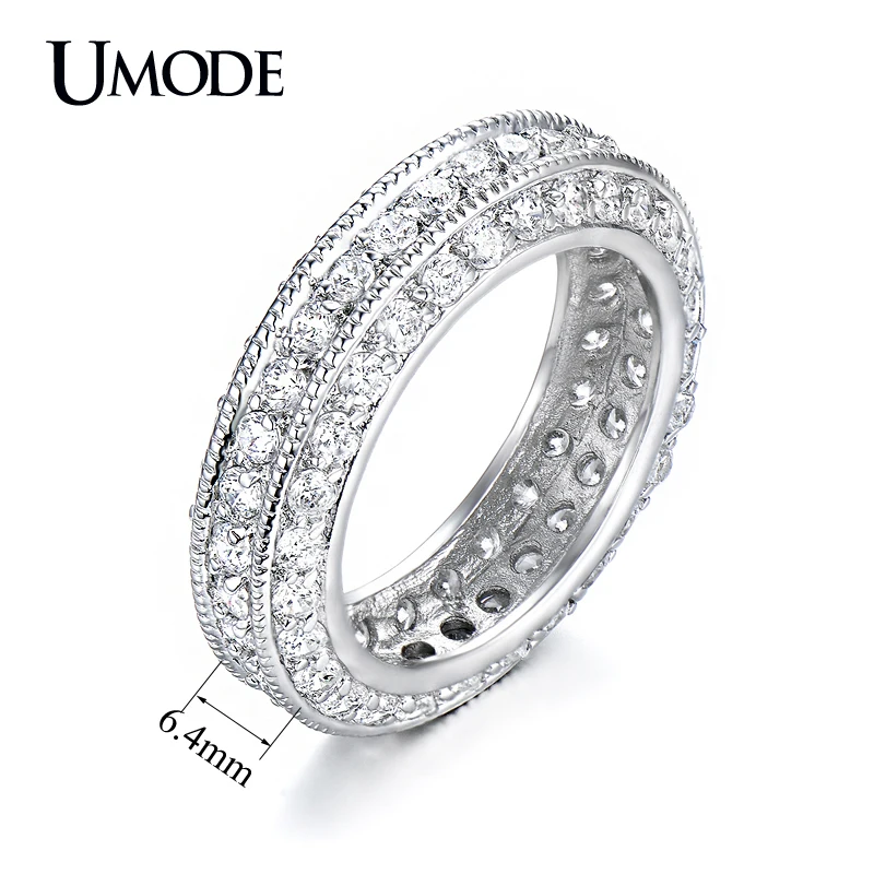 Umode горячие свадьбы 2 мм 0.03 карат круглый CZ белый позолоченные имитация вечность