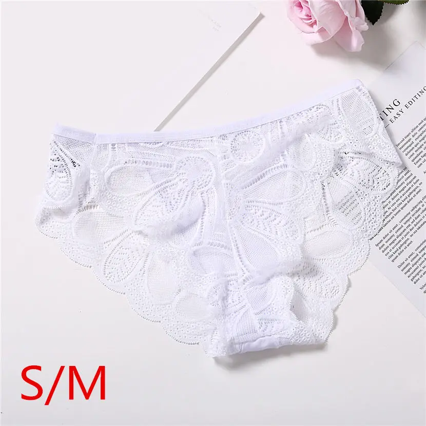 white S-M Модные сексуальные кружевные трусики женское нижнее белье Соблазнительные Красивые трусы женские хлопковый с низкой талией Нижнее белье для женщин большие размеры S/XL - Цвет: white S-M
