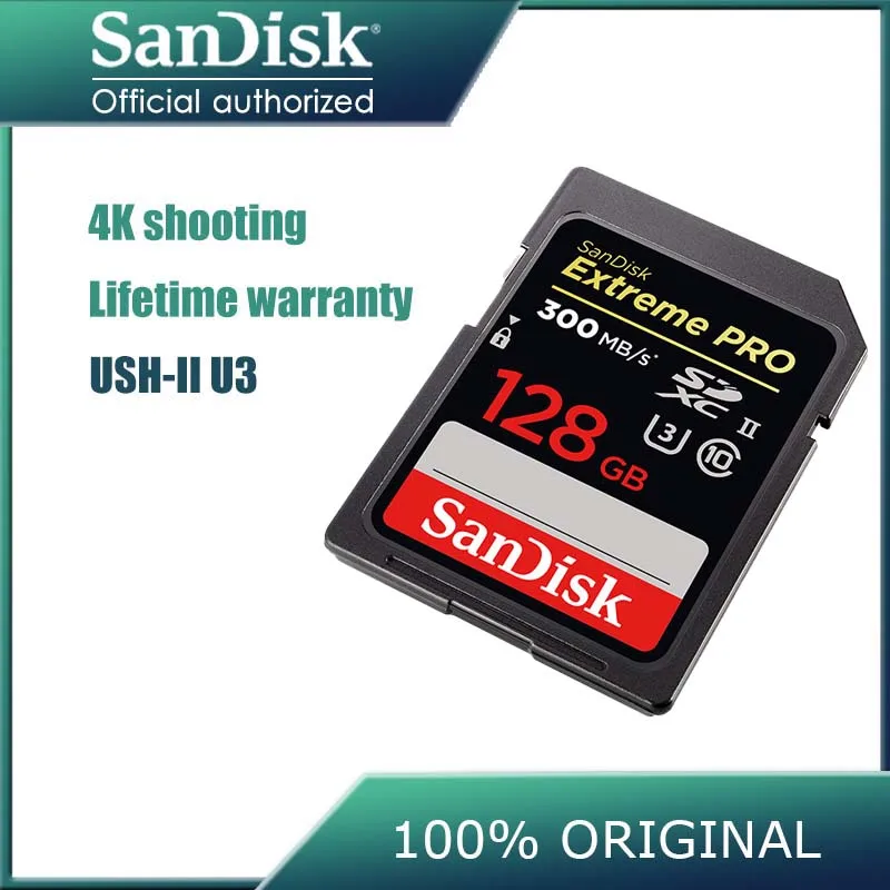 SanDisk Экстремальный PRO высокоскоростная sd карта 32 Гб 64 128 класс 10 300 м/с U3 SDHC SDXC UHS II