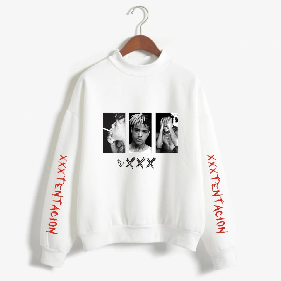 Xxxtentacion Sweatshirts Pullovers Women Print Casual Hoodies TurtLeneck Harajuku Fashion Hip Hop Fans Clothes |