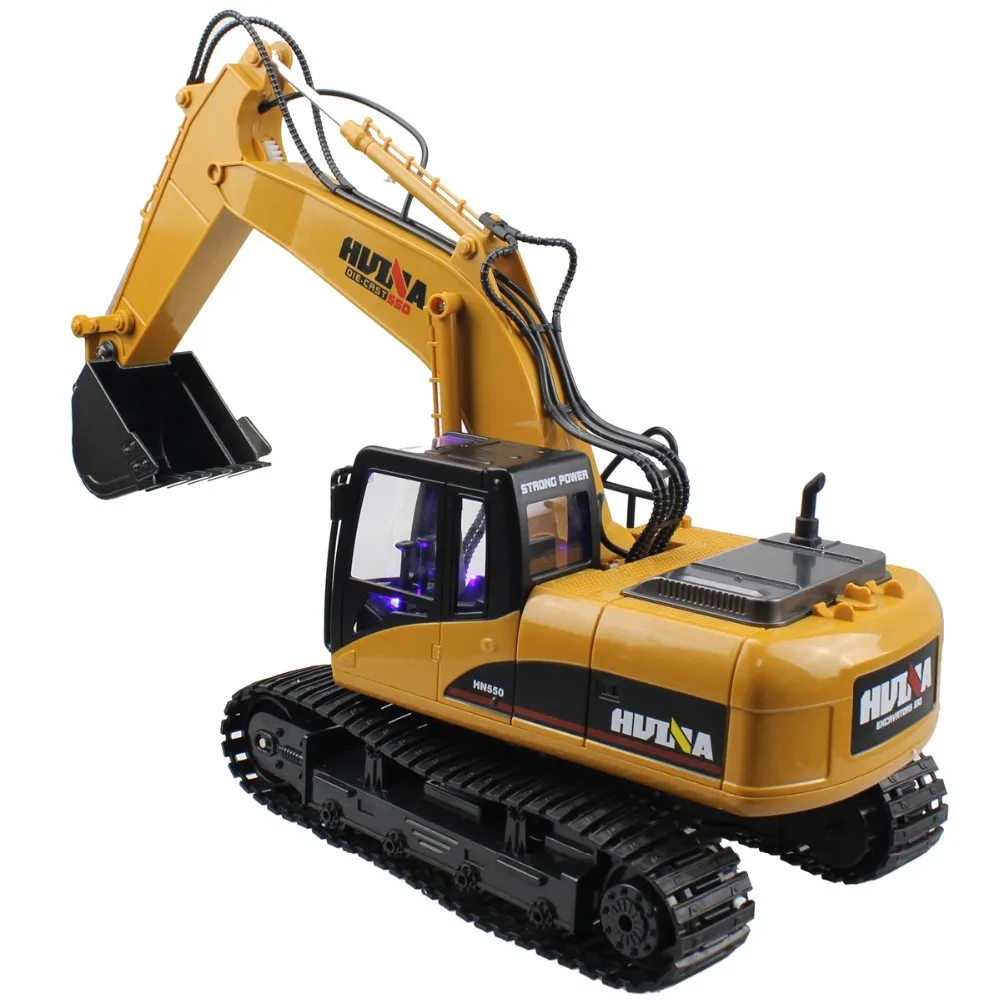 HUINA 15CH 2.4G Toys 1/14 RC Excavator Charging RC Car With Battery RC Alloy Excavator RTR for Kids Construction Vehicles Toys