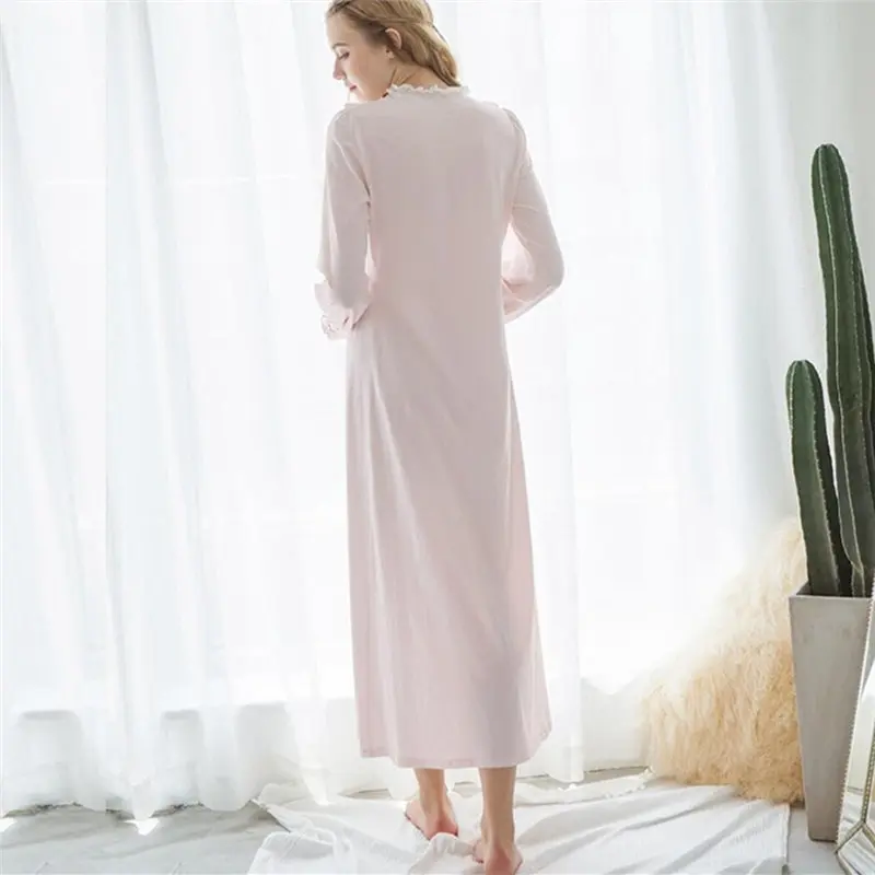 Women Dresses Princess Cotton Long Nightgowns Lace Vintage Romantic Sleepwear White Sweet Home Dress Plus Size Nightdress #L24 | Женская