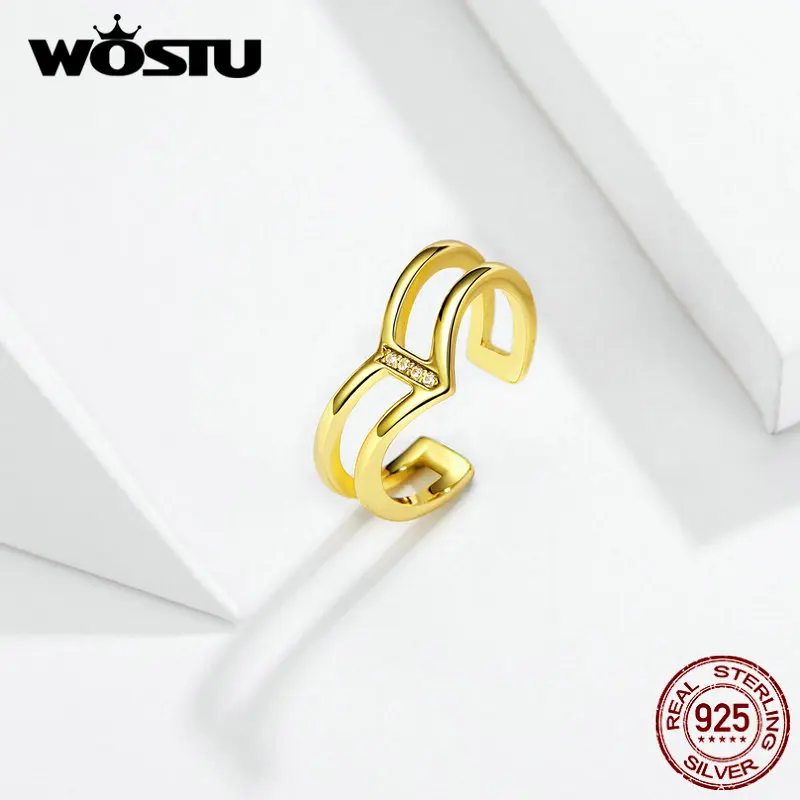 WOSTU горячая Распродажа золотистого цвета кольца в форме самолета 100% Настоящее