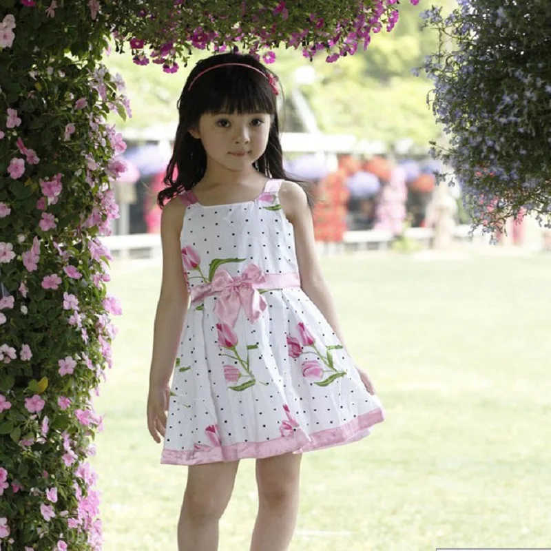 Summer Girls Dress Cute Flower Baby Princess Party Wedding Vestidos Kids Sleeveless Children Clothing New | Детская одежда и обувь