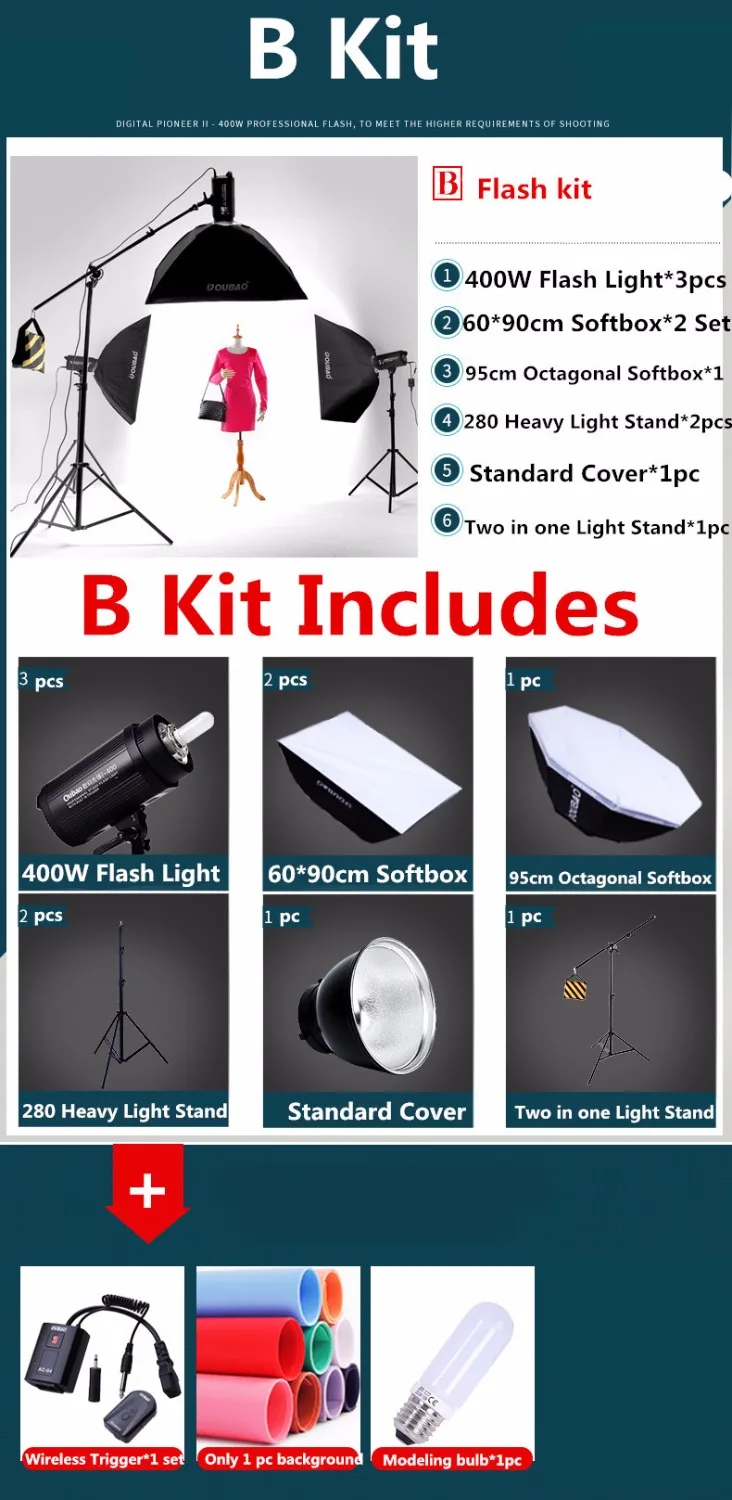 1200W(400W x 3) Фотостудия Flash Strobe светильник Light Kit для видеосъемки местоположения и