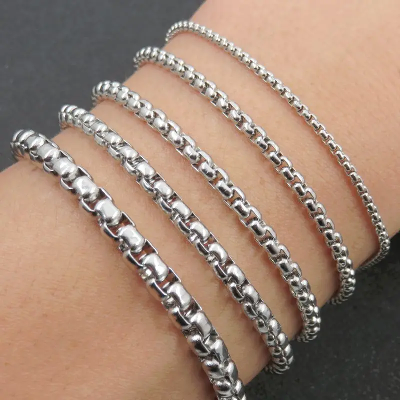 Браслет цепочка мужской круглый из нержавеющей стали 316L 3/4/5/22 см|chain bracelet|silver