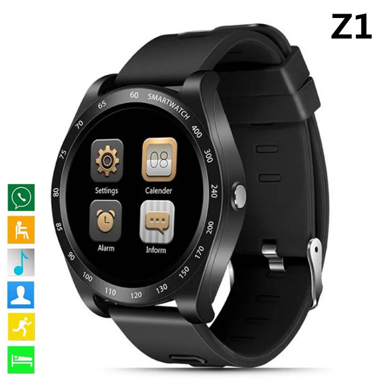 2019 Bluetooth Z1 Смарт часы нажмите сообщение вызова будильник Поддержка Камера sim