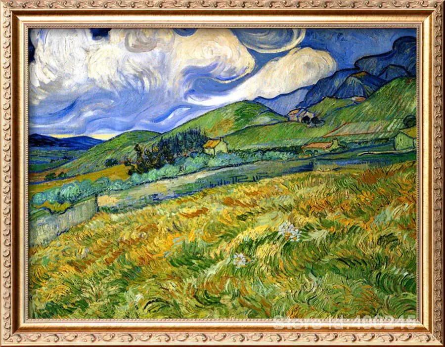 Картина Винсента Ван Гога Wheatfield and Mountain масляная живопись Репродукция домашний