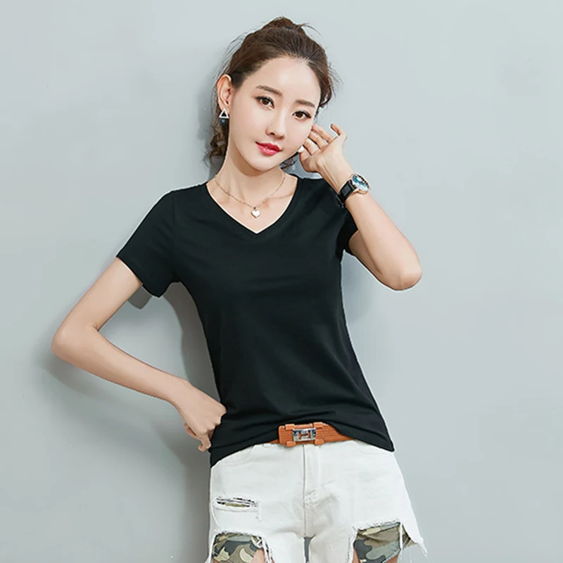 Футболка женская футболка летний топ Забавные футболки с V-образным вырезом