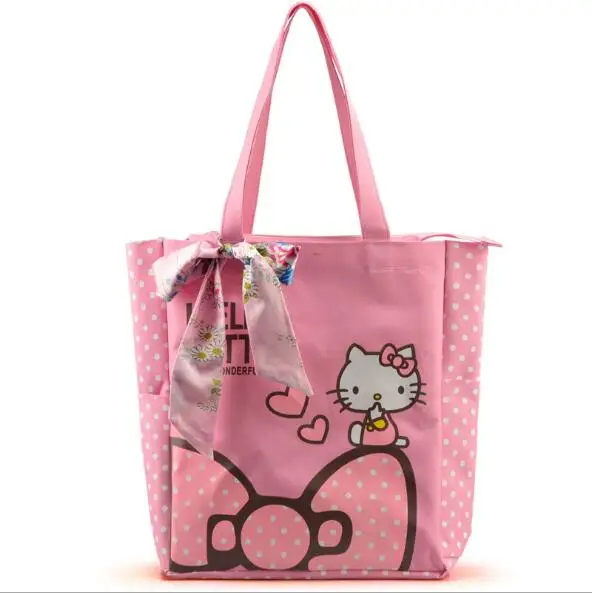 pink Новинка, клатч hello kitty, большая сумка для покупок, через плечо, женская, мультяшная, Брезентовая, большая, повседневная, тоут, сумка, bolsa saco, сумки 5 - Цвет: pink