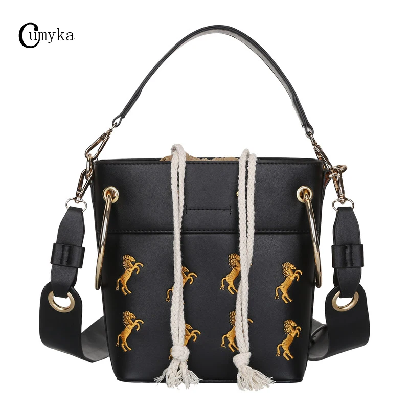 Женская сумка-мешок с вышивкой CUMYKA винтажная сумка через плечо принтом животных