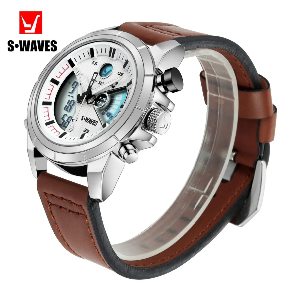 Часы наручные SWAVES Мужские кварцевые с двойным дисплеем брендовые