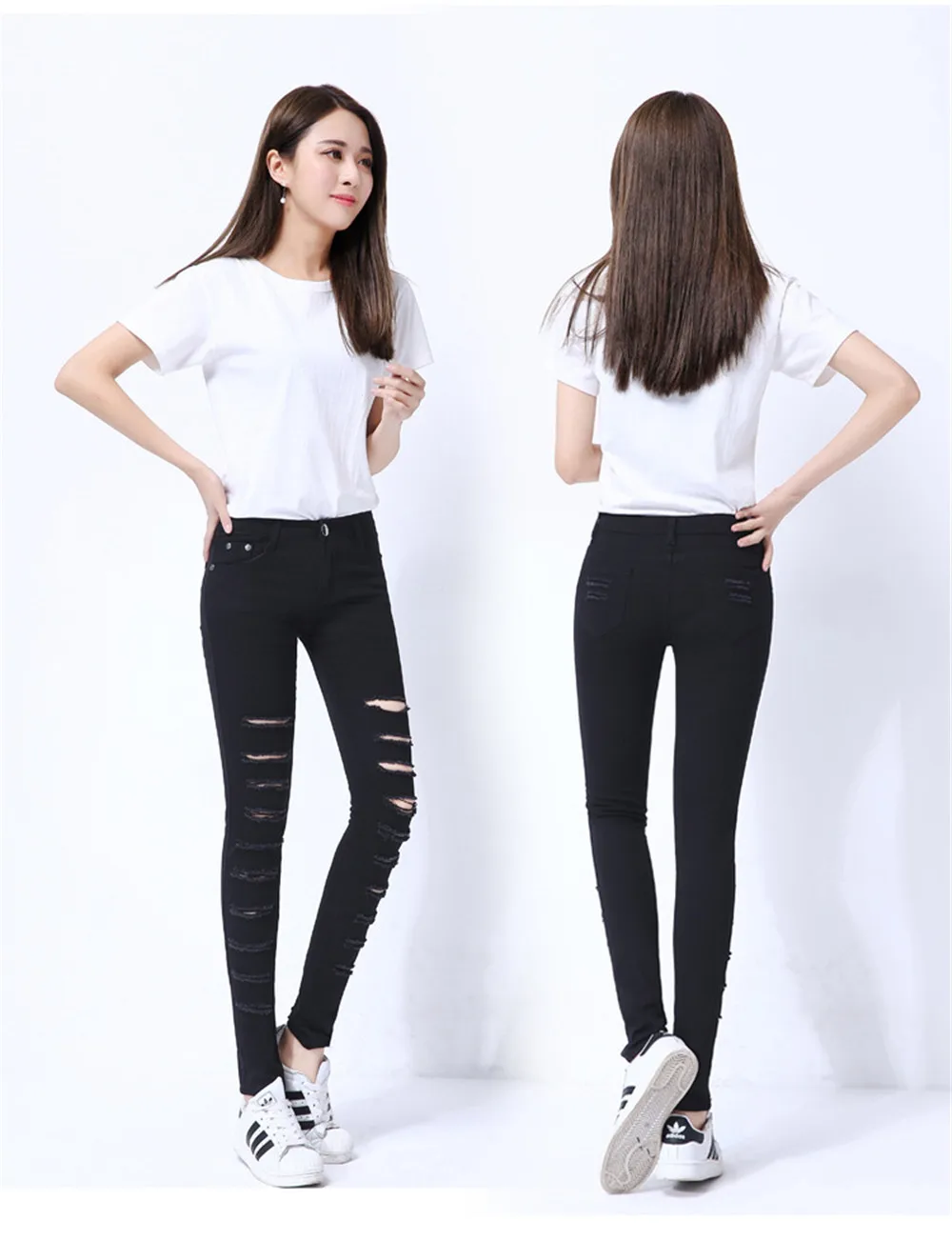 Whole cotton Hollow out hole Elastic force Pencil pants Leggings high waist jeans woman skinny women jeans mujer jean plus size