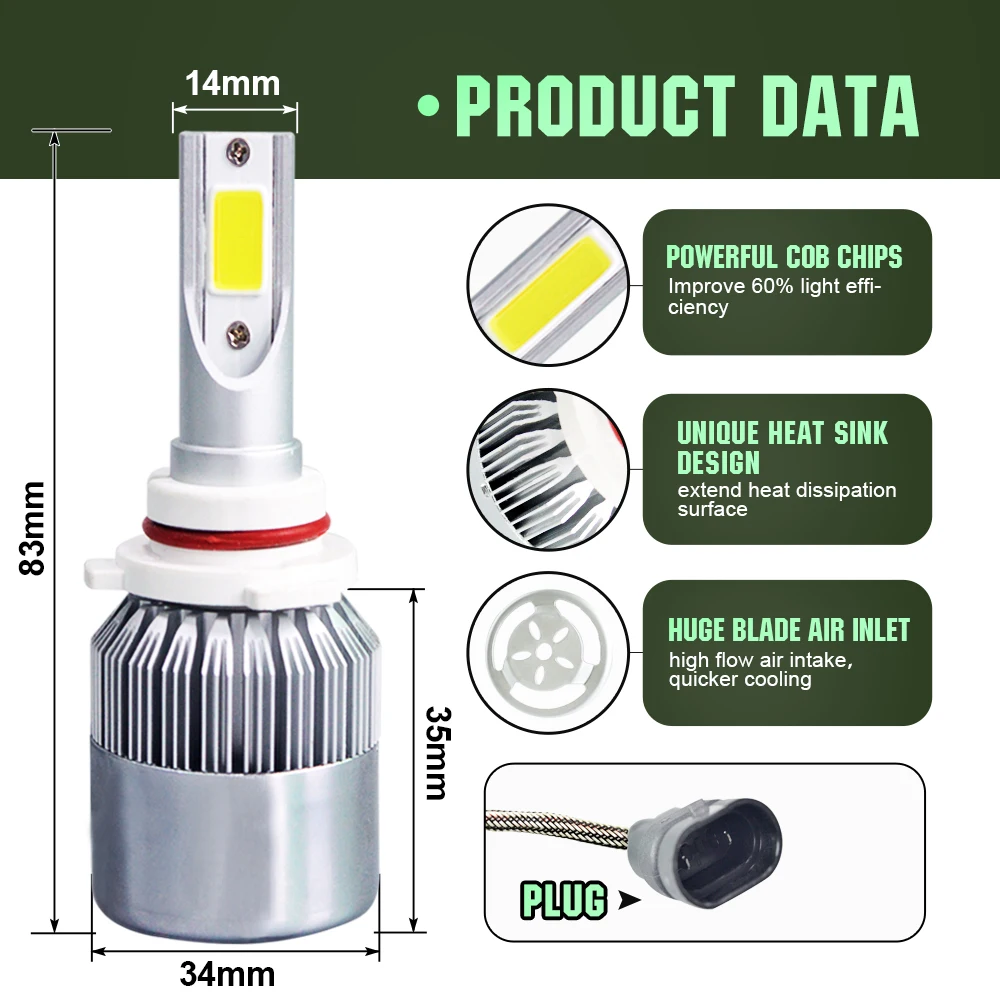 Liplasting Высокая мощность DC 12V 24V 300W 30000LM 9006 6000K белый светодиодный светильник