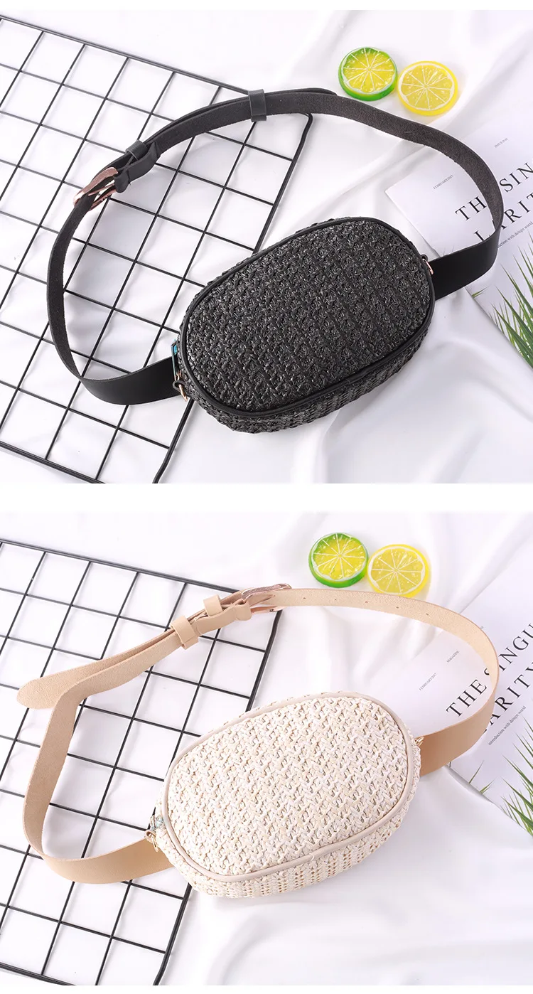 Мода sac banane Соломенная женская поясная сумка ремень женский ручной работы из ротанга овальные летние пляжные сумки для девушек нагрудная сумка дамская сумка для живота