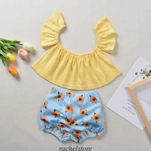 Комплект детской одежды из 2 предметов для маленьких девочек летний укороченный