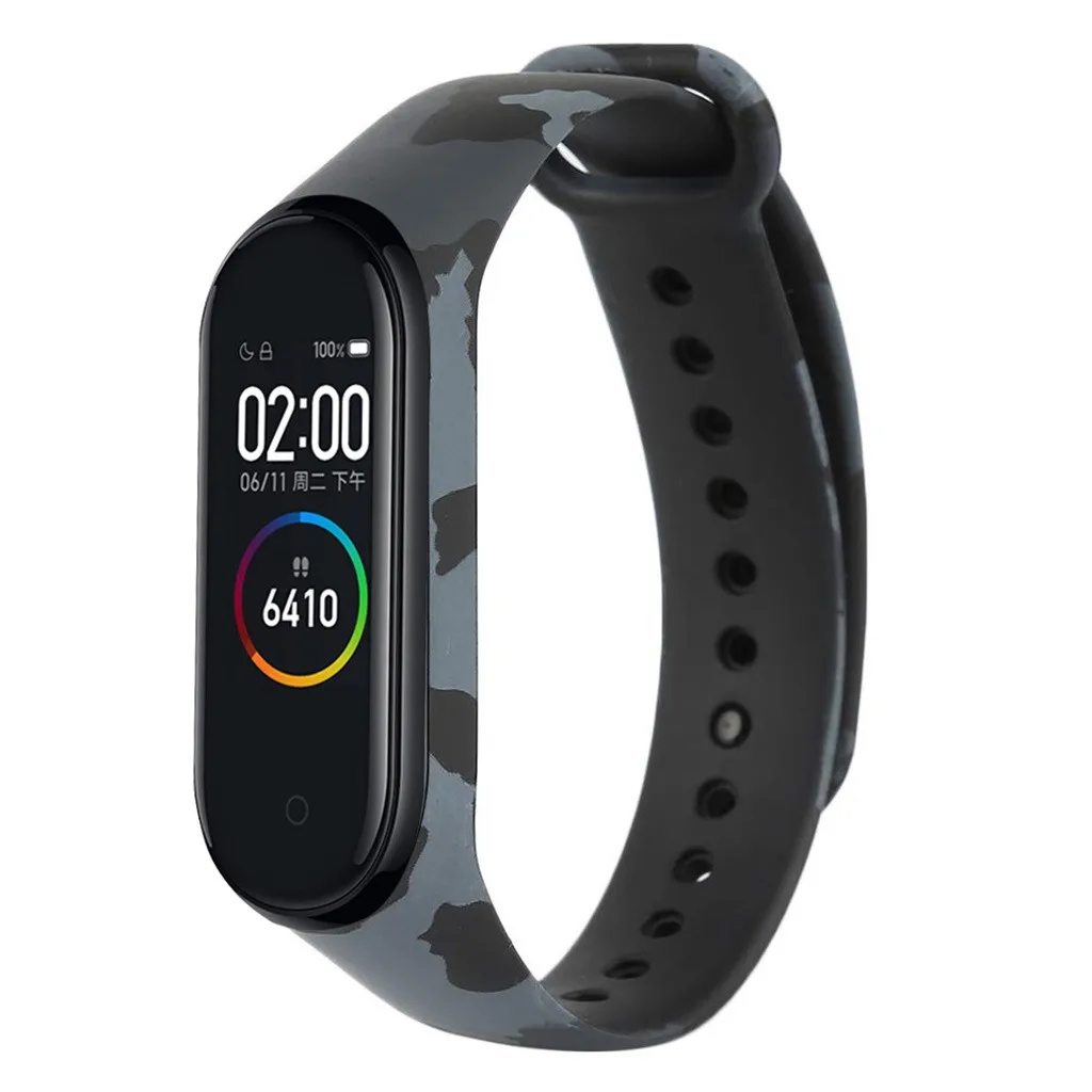Сменный силиконовый ремешок с камуфляжным принтом для Xiaomi Mi Band 4 браслет Pulseira