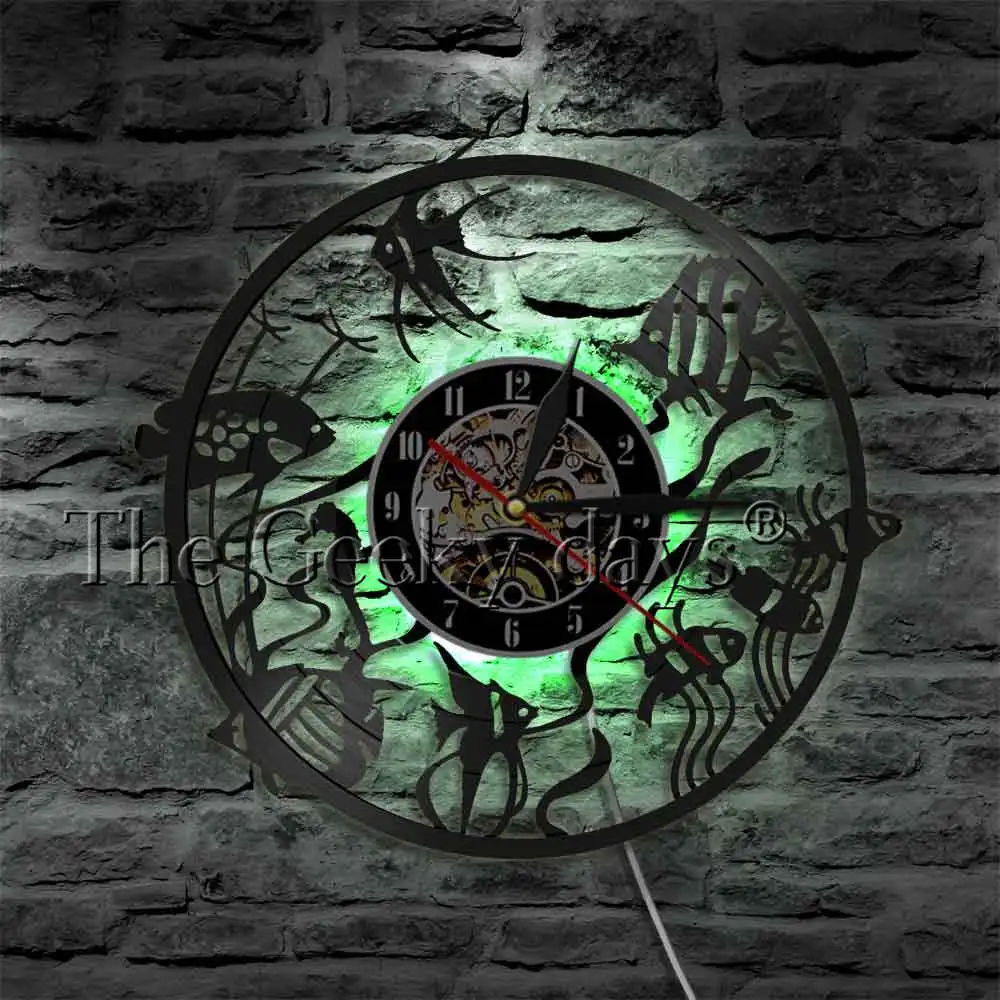 Золотая рыбка настенное искусство часы Минимальный домашний Декор Современный