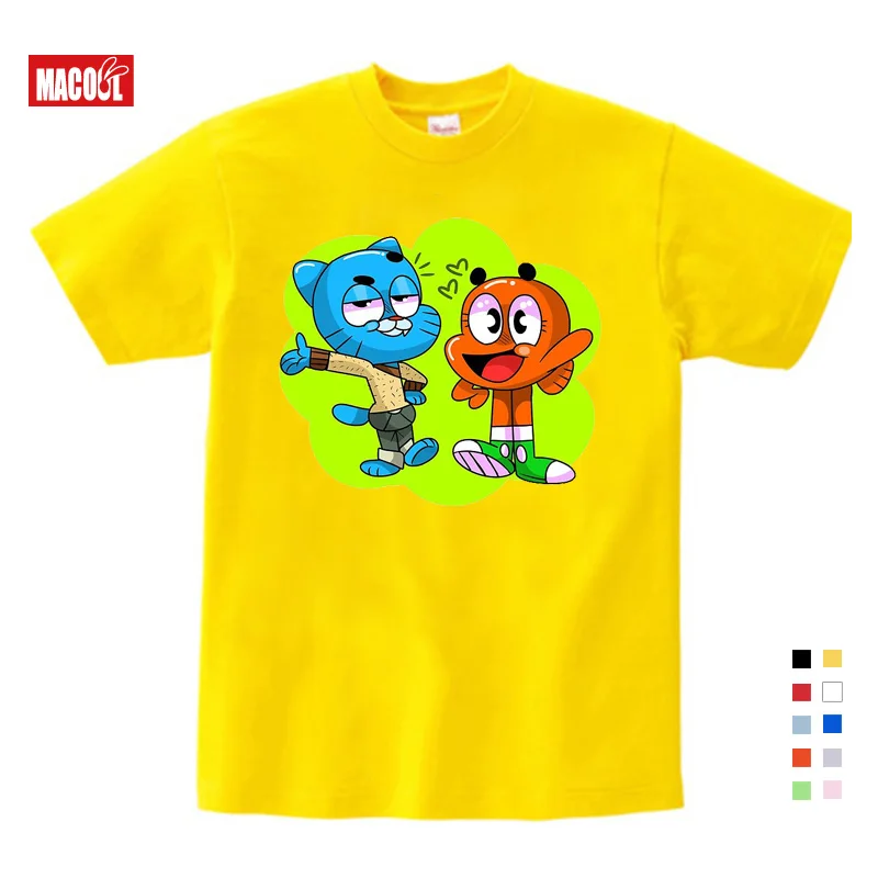 Футболка с надписью «The Amazing World of Gumball Darwin Good Bad Ugly» Новинка, крутые топы, футболка с короткими рукавами для мальчиков детская рубашка От 3 до 9 лет YUDIE - Цвет: T-shirt