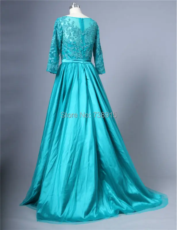 Длинные Тюль Три Четверти Рукава Аппликации Линии Вечернее Платье 2017 Партии