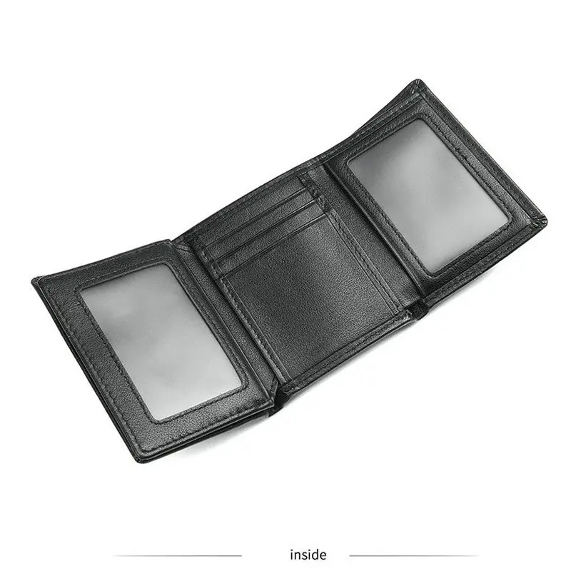 GENODERN Новый rfid кошелек в три сложения мужской из натуральной кожи Короткий
