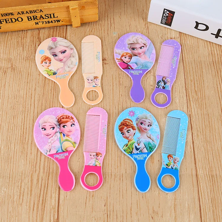 2 шт./компл. disney мультфильма «Холодное Сердце Нижнее белье с рисунком из мультфильма трусы Зеркало+ гребень Куклы Анна и Эльза, аксессуары, платье для девочек, подарок на день рождения косметический игрушка портативная детская переноска, зеркальная поверхность
